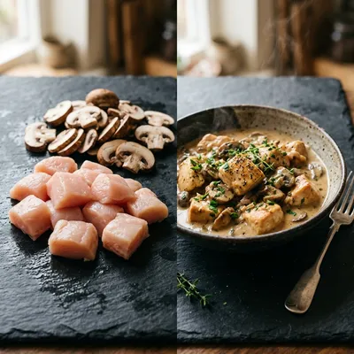 Skillet Chicken and Mushroom Sauce – Quick & Healthy - cooking process