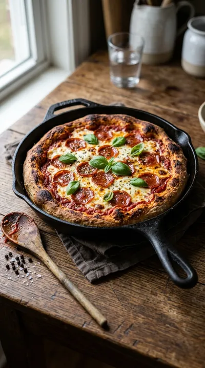 Cast Iron Sourdough Pan Pizza (Deep Dish)