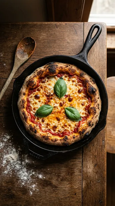 Deep Dish Cast Iron Sourdough Pizza Crust - cooking process
