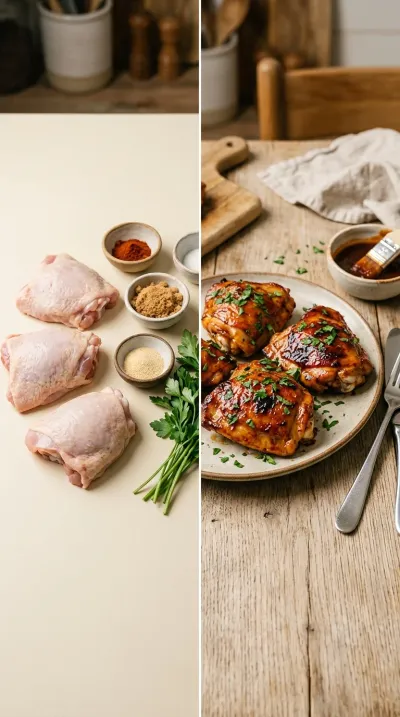 Caramelized BBQ Chicken Thighs in the Oven - ready to serve