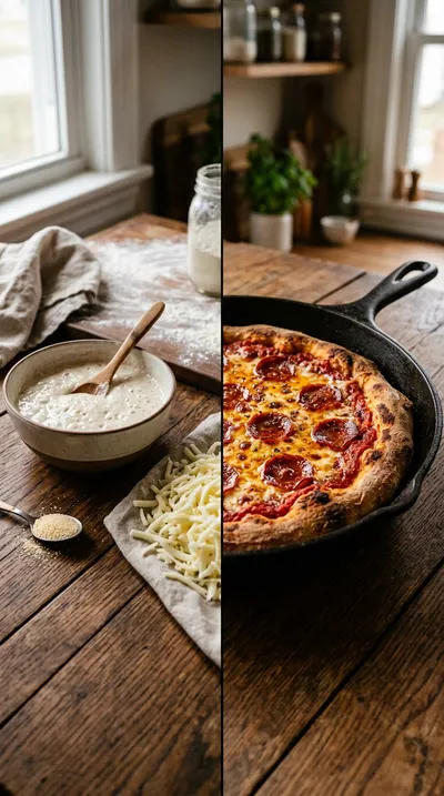 Cast Iron Sourdough Discard Pizza – Quick No‑Proof Crust - ready to serve