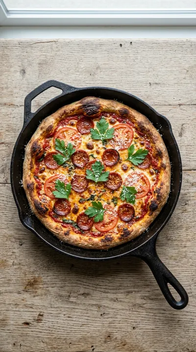 Sourdough Pizza Crust Cast Iron - cooking process