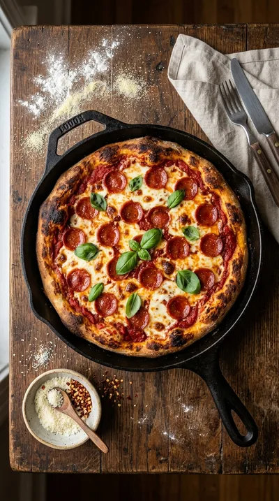 Cast Iron Sourdough Pan Pizza (Deep Dish) - cooking process