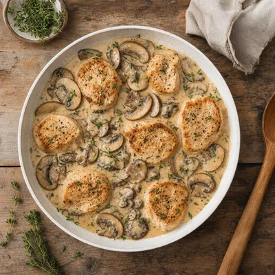 Skillet Chicken and Mushroom Sauce - High-Protein Meal - ready to serve