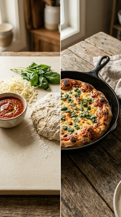 Sourdough Discard Cast Iron Pizza - ready to serve