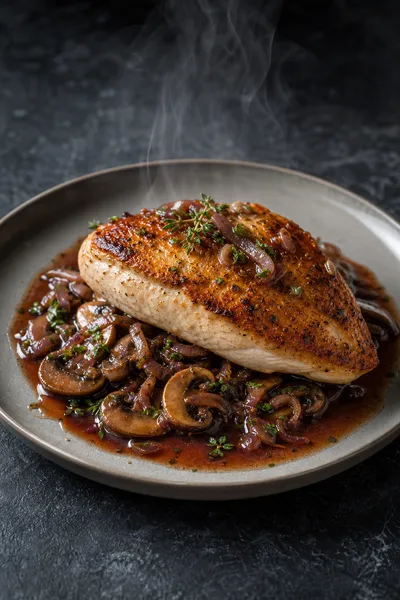 Skillet Chicken and Mushroom Wine Sauce