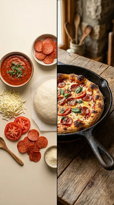 Sourdough Pizza Crust Cast Iron - ready to serve