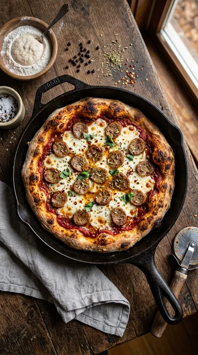 Sausage Sourdough Pizza - cooking process