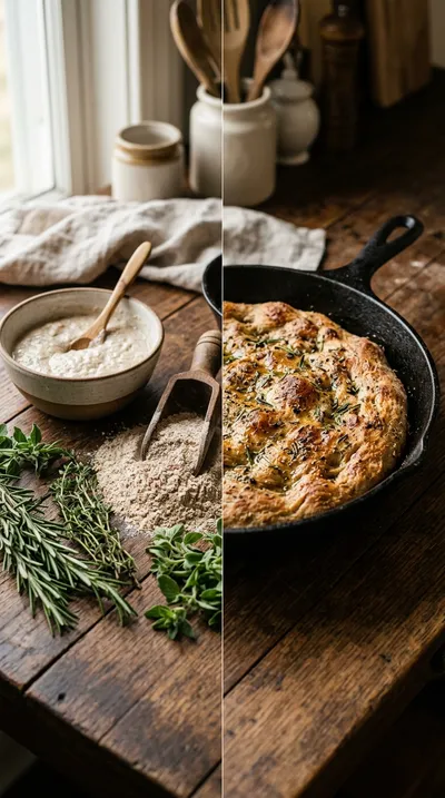 Cast Iron Whole Wheat & Herb Sourdough Pizza Crust Recipe - ready to serve
