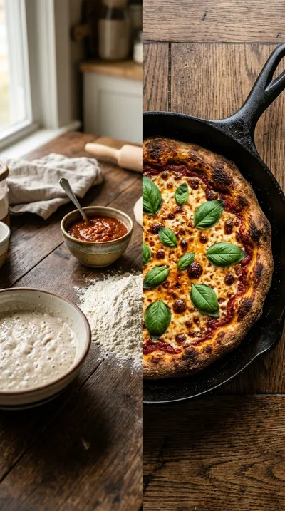 Cast Iron Skillet Sourdough Pizza - ready to serve