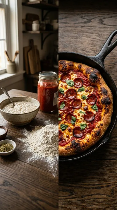 Cast Iron Sourdough Pan Pizza (Deep Dish) - ready to serve