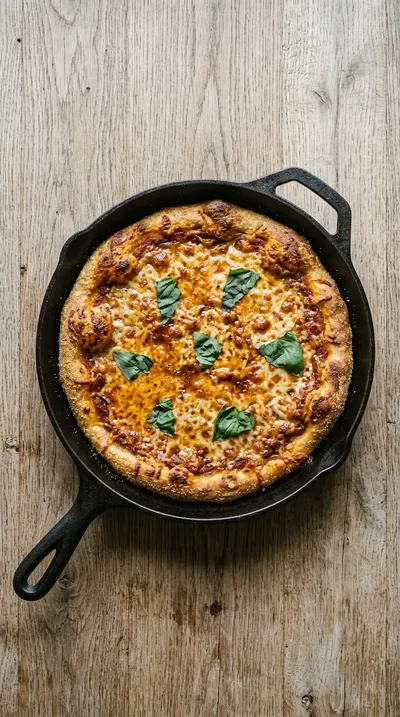 Cornmeal Skillet Sourdough Pizza - cooking process