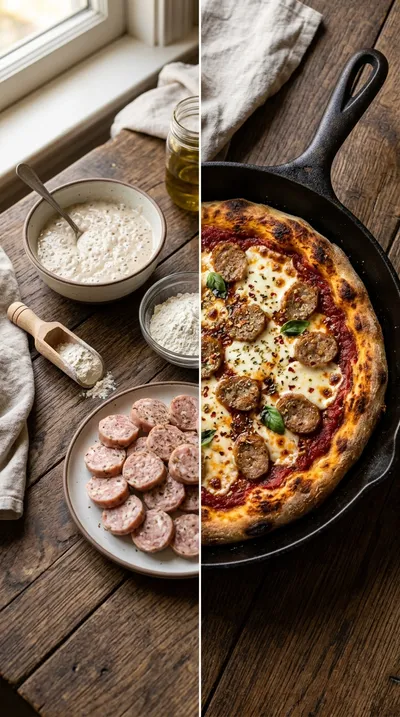 Sausage Sourdough Pizza - ready to serve