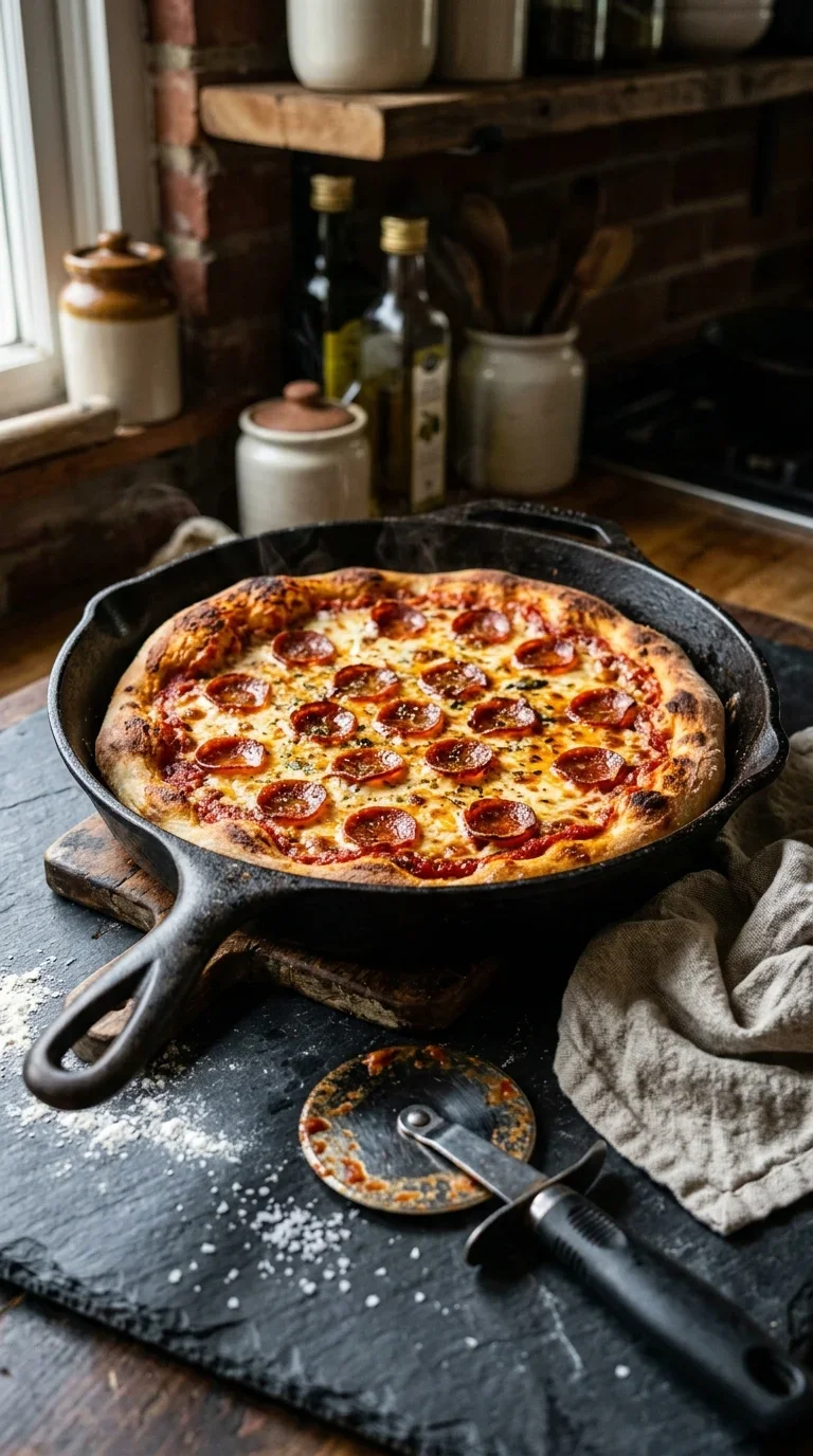 Cast Iron Sourdough Discard Pizza – Crispy Skillet Crust