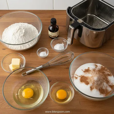 Fluffy Air Fryer Churro Bites - cooking process