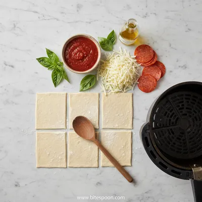 Crispy Air Fryer Pizza Rolls - cooking process