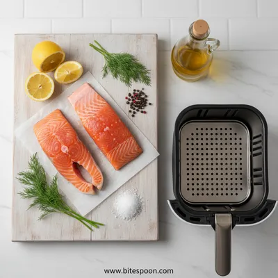 Easy Air Fryer Salmon - cooking process