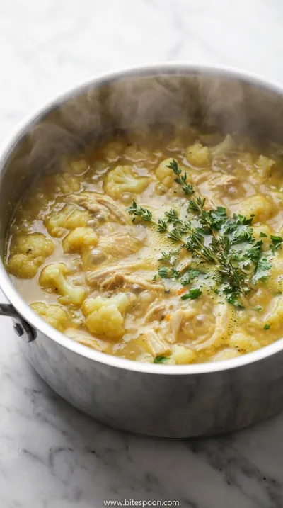 Anti-Inflammatory Cauliflower Chicken Soup Recipe - 30 Min - cooking process