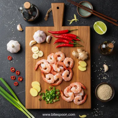 Asian Chilli Garlic Prawns - cooking process