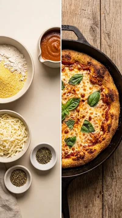 Cornmeal Skillet Sourdough Pizza - ready to serve