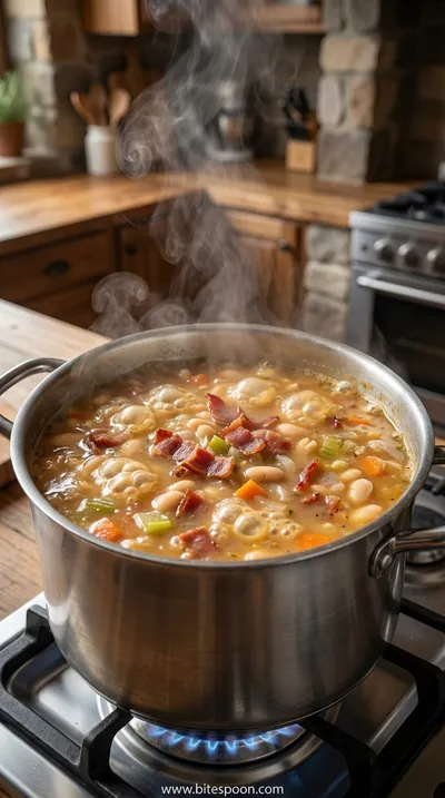 Bean with Turkey Bacon Soup: Quick & Easy Recipe - cooking process