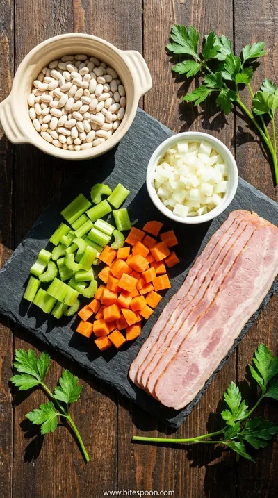 Bean with Turkey Bacon Soup: Quick & Easy Recipe - ingredients preparation
