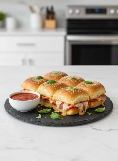 Beef Pepperoni Pizza Sliders Pull-Apart Recipe - ready to serve
