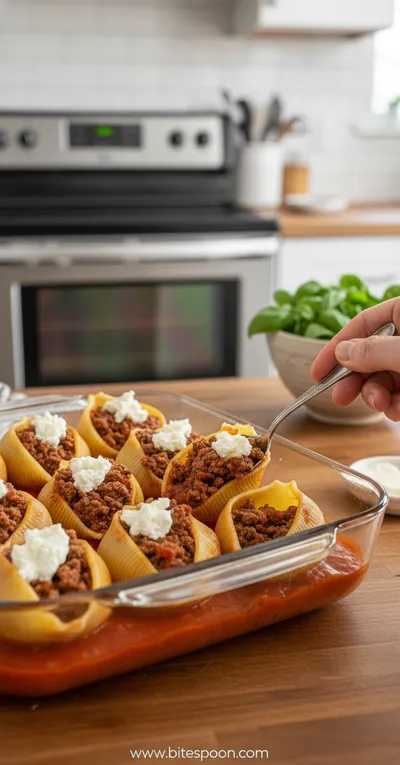 Beef-Stuffed Shells With Creamy Ricotta Filling - ingredients preparation