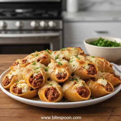 Beef-Stuffed Shells With Creamy Ricotta Filling - ready to serve