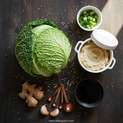 Braised Miso Cabbage Recipe - ingredients preparation