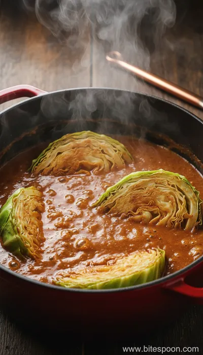 Braised Miso Cabbage Recipe - cooking process