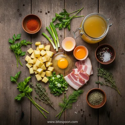 Hearty Sausage Breakfast Soup - ingredients preparation