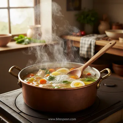 Hearty Sausage Breakfast Soup - cooking process