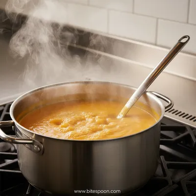 Butternut Squash Soup with Coconut Milk and Grilled Cheese - cooking process