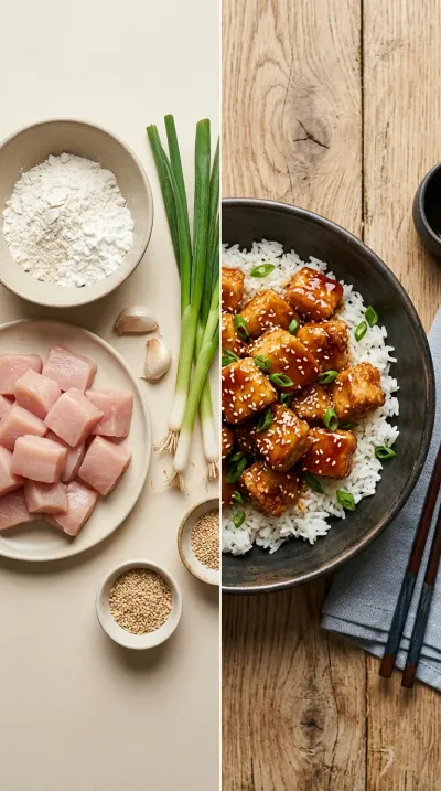 Sticky Sesame Chicken - ready to serve