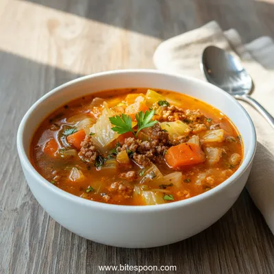 Cabbage Soup with Ground Beef Recipe - ready to serve