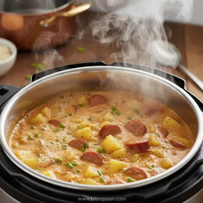 Easy Instant Pot Cajun Potato Soup Recipe - cooking process