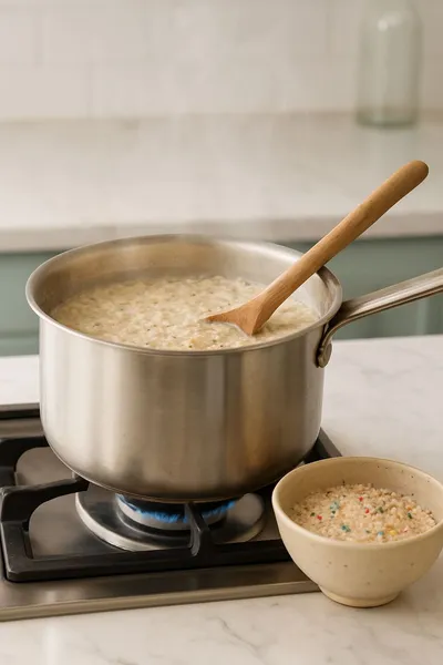 Cake Batter Overnight Oats - cooking process