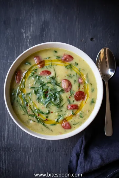 Caldo Verde Recipe (Portuguese Green Soup) - ready to serve
