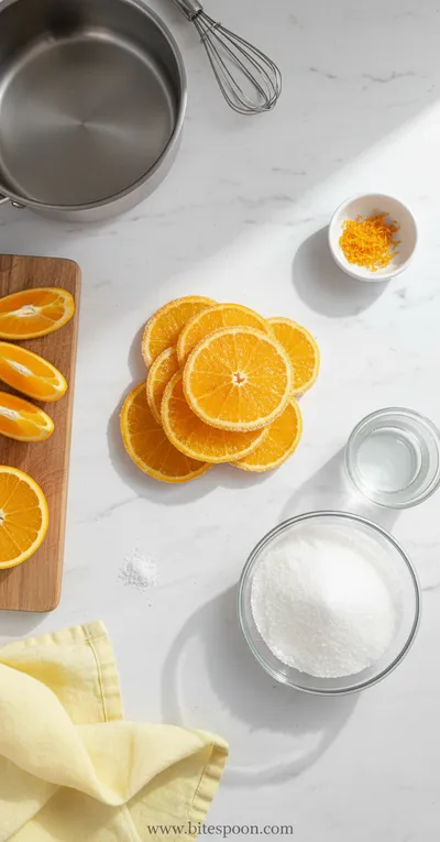 Candied Orange Slices – Sweet & Zesty Treat - ingredients preparation