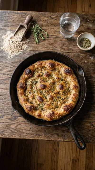 Cast Iron Whole Wheat & Herb Sourdough Pizza Crust Recipe - cooking process