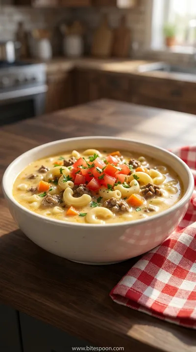Cozy Cheeseburger Macaroni Soup Recipe