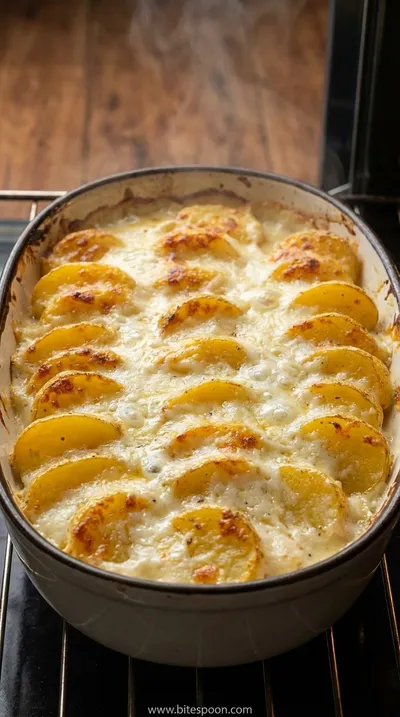Cheesy Garlic Potatoes Gratin: Easy & Creamy Recipe - cooking process