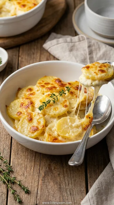 Cheesy Garlic Potatoes Gratin: Easy & Creamy Recipe - ready to serve