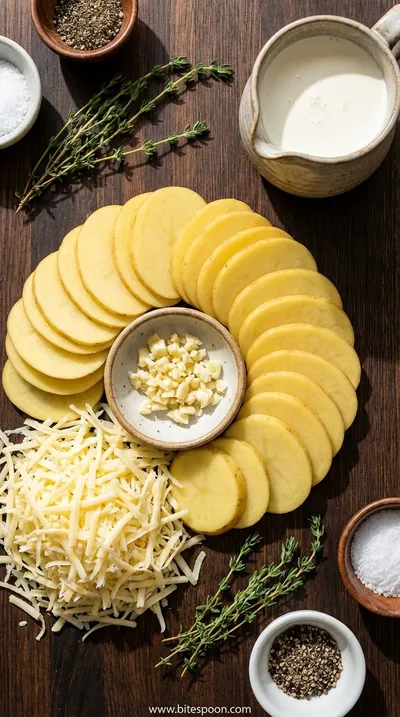 Cheesy Garlic Potatoes Gratin: Easy & Creamy Recipe - ingredients preparation