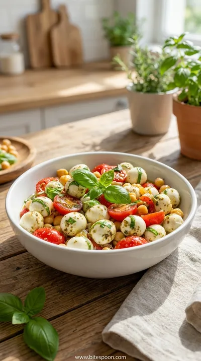Chickpea Caprese Salad: Fresh & Easy Recipe - ready to serve