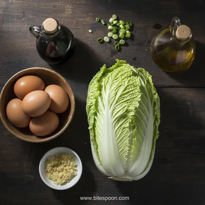 Chinese Cabbage and Egg Stir-Fry Recipe - ingredients preparation