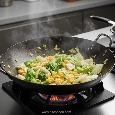Chinese Cabbage and Egg Stir-Fry Recipe - cooking process