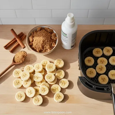 Cinnamon Sugar Air Fryer Banana Chips - cooking process