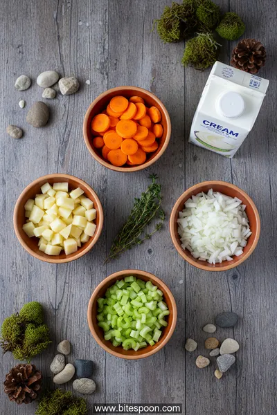 Cream of Vegetable Soup Recipe - ingredients preparation